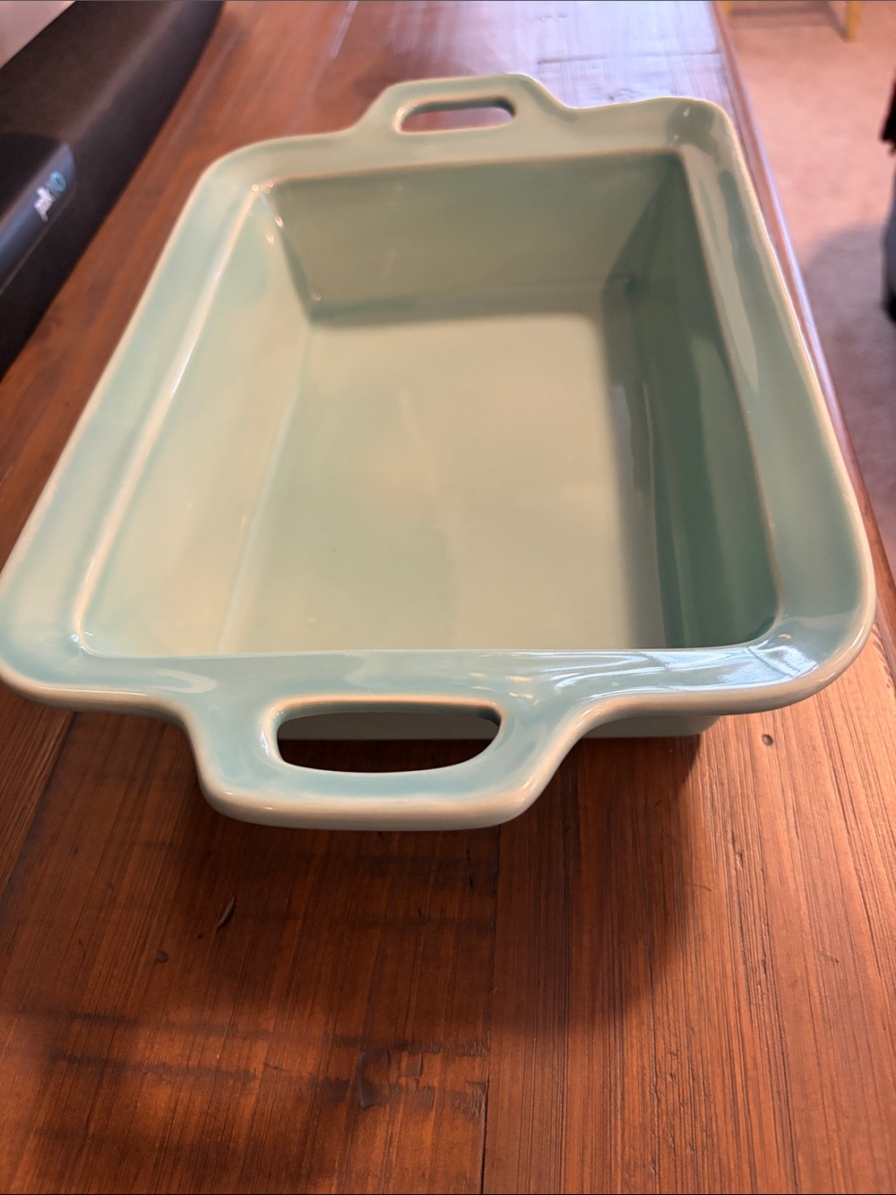 Glazed Rectangular Ceramic Baking Dish with Handles